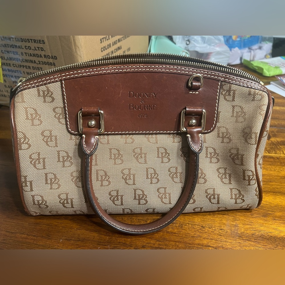 Dooney & Bourke Tan and Brown Signature Shoulder Bag